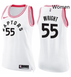 Womens Nike Toronto Raptors 55 Delon Wright Swingman WhitePink Fashion NBA Jersey