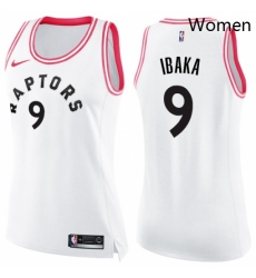 Womens Nike Toronto Raptors 9 Serge Ibaka Swingman WhitePink Fashion NBA Jersey