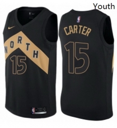 Youth Nike Toronto Raptors 15 Vince Carter Swingman Black NBA Jersey City Edition