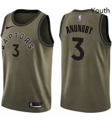 Youth Nike Toronto Raptors 3 OG Anunoby Swingman Green Salute to Service NBA Jersey 