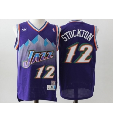 Men Utah Jazz #12 John Stockton Purple Hardwood Classic Jersey