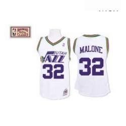 Mens Mitchell and Ness Utah Jazz 32 Karl Malone Authentic White Throwback NBA Jersey