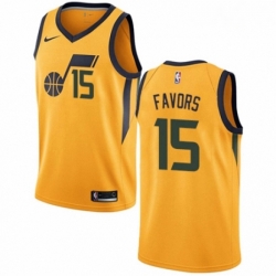 Mens Nike Utah Jazz 15 Derrick Favors Authentic Gold NBA Jersey Statement Edition