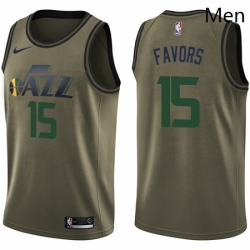 Mens Nike Utah Jazz 15 Derrick Favors Swingman Green Salute to Service NBA Jersey