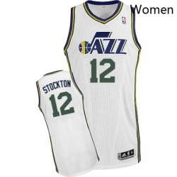 Womens Adidas Utah Jazz 12 John Stockton Authentic White Home NBA Jersey