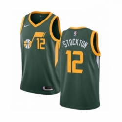 Youth Nike Utah Jazz 12 John Stockton Green Swingman Jersey Earned Edition