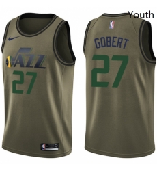 Youth Nike Utah Jazz 27 Rudy Gobert Swingman Green Salute to Service NBA Jersey