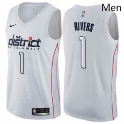 Mens Nike Washington Wizards 1 Austin Rivers Swingman White NBA Jersey City Edition 