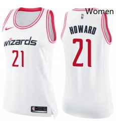 Womens Nike Washington Wizards 21 Dwight Howard Swingman White Pink Fashion NBA Jersey 