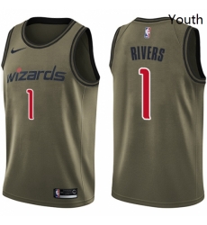 Youth Nike Washington Wizards 1 Austin Rivers Swingman Green Salute to Service NBA Jersey 