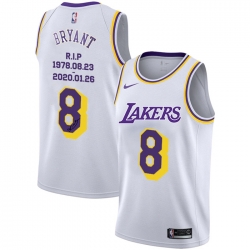 Lakers 8 Kobe Bryant White R I P Signature Swingman Jersey