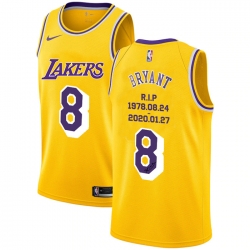 Lakers 8 Kobe Bryant Yellow Nike R I P Swingman Jerseys 5