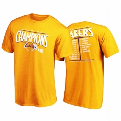 Los Angeles Lakers 2020 NBA Finals Champs Tee Gold Streaking Dunk Roster