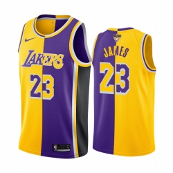 Los Angeles Lakers LeBron James 2020 NBA Finals Bound Gold Purple Jersey Split Special Edition