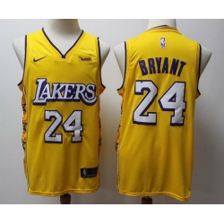 Men Lakers 24 Kobe Bryant Yellow City Edition Jersey