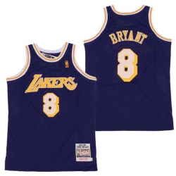 Men Lakers 8 Kobe Bryant Purple Throwback Stitched NBA Jersey