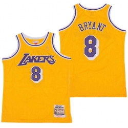 Men Lakers 8 Kobe Bryant Yellow Throwback Stitched NBA Jersey