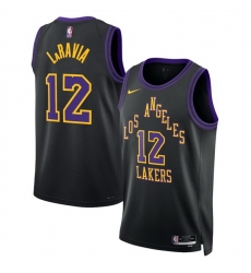 Men Los Angeles Lakers 12 Jake LaRavia Black 2025 26 City Edition Stitched Basketball Jersey Men Los Angeles Lakers 12 Jake LaRavia Black 2025 26 City Edition Stitched Basketball Jersey