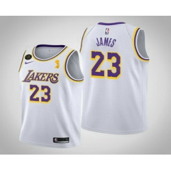 Men Los Angeles Lakers 23 LeBron James 2020 NBA Finals Champions Association White Jersey