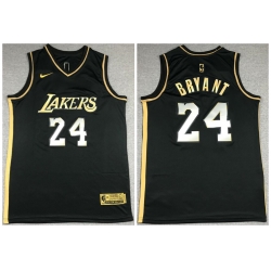 Men Los Angeles Lakers 24 Kobe Bryant Black Gold 2021 Nike Swin