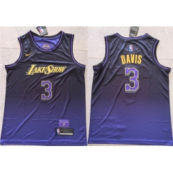 Men Los Angeles Lakers 3 Anthony Davis Purple 2024 City Edition Stitched Basketball Jersey