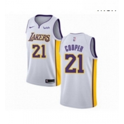 Mens Los Angeles Lakers 21 Michael Cooper Authentic White Basketball Jersey Association Edition