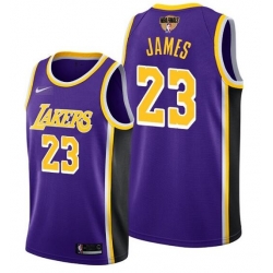 Men's Los Angeles Lakers #23 LeBron James 2020 Purple Finals Stitched NBA Jersey