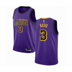 Mens Los Angeles Lakers 3 Anthony Davis Authentic Purple Basketball Jersey City Edition 