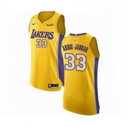 Mens Los Angeles Lakers 33 Kareem Abdul Jabbar Authentic Gold Home Basketball Jersey Icon Edition