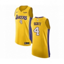 Mens Los Angeles Lakers 4 Byron Scott Authentic Gold Home Basketball Jersey Icon Edition