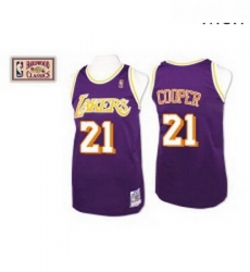 Mens Mitchell and Ness Los Angeles Lakers 21 Michael Cooper Authentic Purple Throwback NBA Jersey