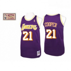 Mens Mitchell and Ness Los Angeles Lakers 21 Michael Cooper Swingman Purple Throwback NBA Jersey