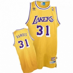 Mens Mitchell and Ness Los Angeles Lakers 31 Kurt Rambis Swingman Gold Throwback NBA Jersey