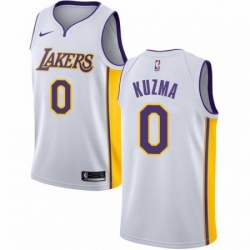 Mens Nike Los Angeles Lakers 0 Kyle Kuzma Authentic White NBA Jersey Association Edition 