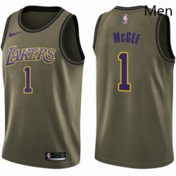 Mens Nike Los Angeles Lakers 1 JaVale McGee Swingman Green Salute to Service NBA Jersey 