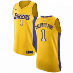 Mens Nike Los Angeles Lakers 1 Kentavious Caldwell Pope Authentic Gold Home NBA Jersey Icon Edition 