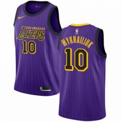 Mens Nike Los Angeles Lakers 10 Sviatoslav Mykhailiuk Swingman Purple NBA Jersey City Edition 