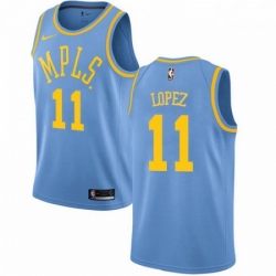 Mens Nike Los Angeles Lakers 11 Brook Lopez Swingman Blue Hardwood Classics NBA Jersey 