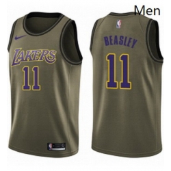 Mens Nike Los Angeles Lakers 11 Michael Beasley Swingman Green Salute to Service NBA Jersey 