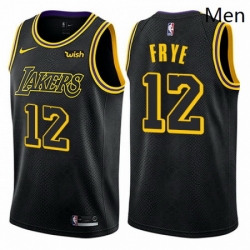 Mens Nike Los Angeles Lakers 12 Channing Frye Authentic Black City Edition NBA Jersey 