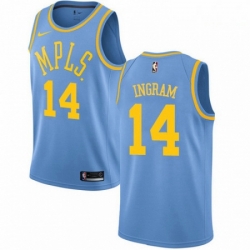 Mens Nike Los Angeles Lakers 14 Brandon Ingram Swingman Blue Hardwood Classics NBA Jersey