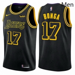 Mens Nike Los Angeles Lakers 17 Isaac Bonga Swingman Black City Edition NBA Jersey 