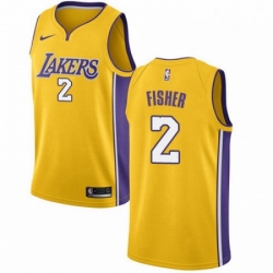 Mens Nike Los Angeles Lakers 2 Derek Fisher Swingman Gold Home NBA Jersey Icon Edition 