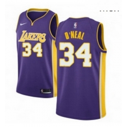 Mens Nike Los Angeles Lakers 34 Shaquille ONeal Authentic Purple NBA Jersey Icon Edition