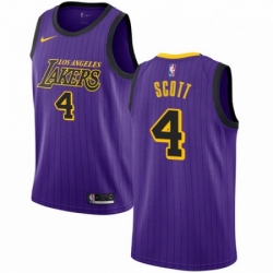 Mens Nike Los Angeles Lakers 4 Byron Scott Swingman Purple NBA Jersey City Edition