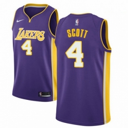 Mens Nike Los Angeles Lakers 4 Byron Scott Swingman Purple NBA Jersey Statement Edition