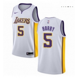 Mens Nike Los Angeles Lakers 5 Robert Horry Swingman White NBA Jersey Association Edition