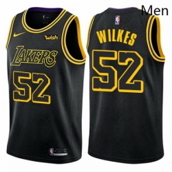 Mens Nike Los Angeles Lakers 52 Jamaal Wilkes Authentic Black City Edition NBA Jersey