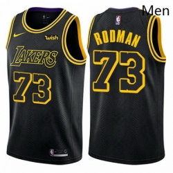 Mens Nike Los Angeles Lakers 73 Dennis Rodman Swingman Black City Edition NBA Jersey