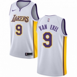 Mens Nike Los Angeles Lakers 9 Nick Van Exel Swingman White NBA Jersey Association Edition 